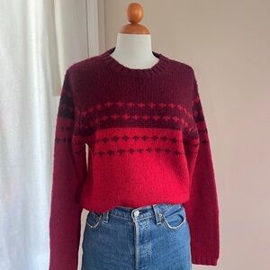 Women's Red and Black Patterned Sweater